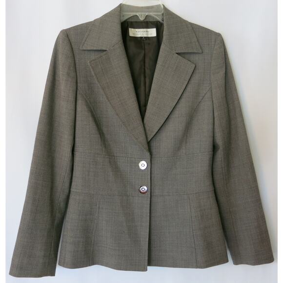 TAHARI Arthur Levine Wool Blend Jacket Blazer Size 4 Women Brown Gray Office - Picture 1 of 14